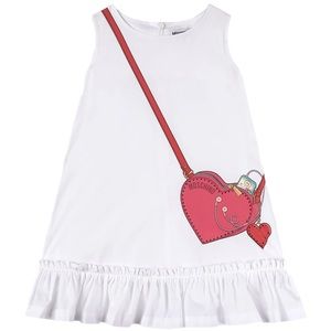 Moschino Teen Logo Bag Print White Dress, Size 12